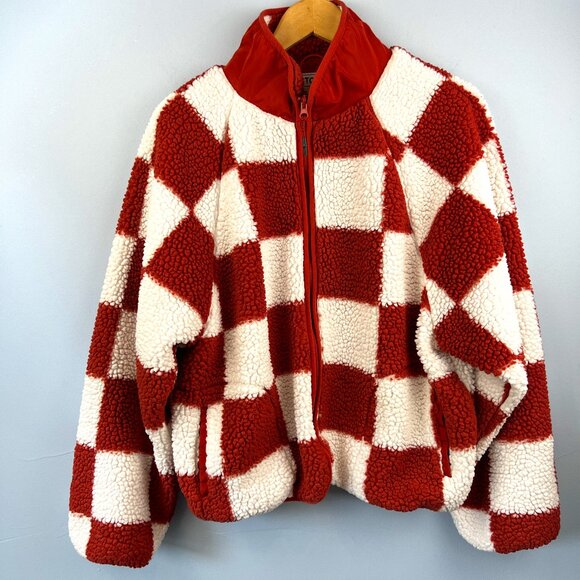 Stoic MTN High Pile Fleece Full Zip Jacket Size M Checkerboard Sherpa Gorpcore - Picture 2 of 10